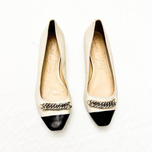 Elizabeth and James Cream and Black Two Toned Flat Chain Accent SZ7 - Picture 1 of 4